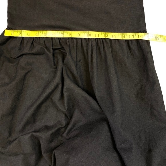 Anthro The Odells Black ALine VNeck Crochet Linen Blend Puff Sleeve Dress - Picture 11 of 13